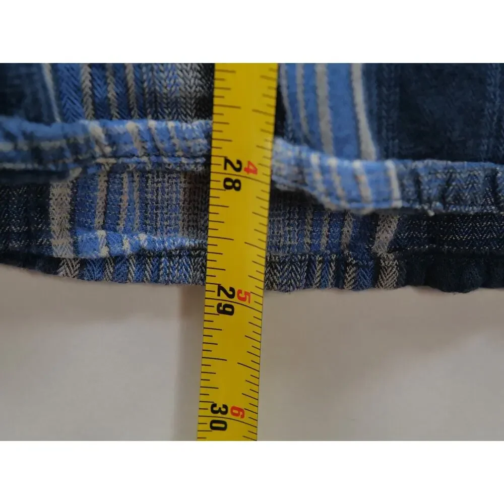 Levis Flannel Shirt Mens XL Blue Plaid Long Sleeve Button Up Pearl BTN
